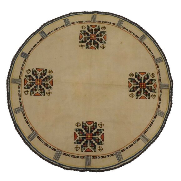 Handmade Embroidered Round Tablecloth Table Cover Southwestern Desert Aztec VTG